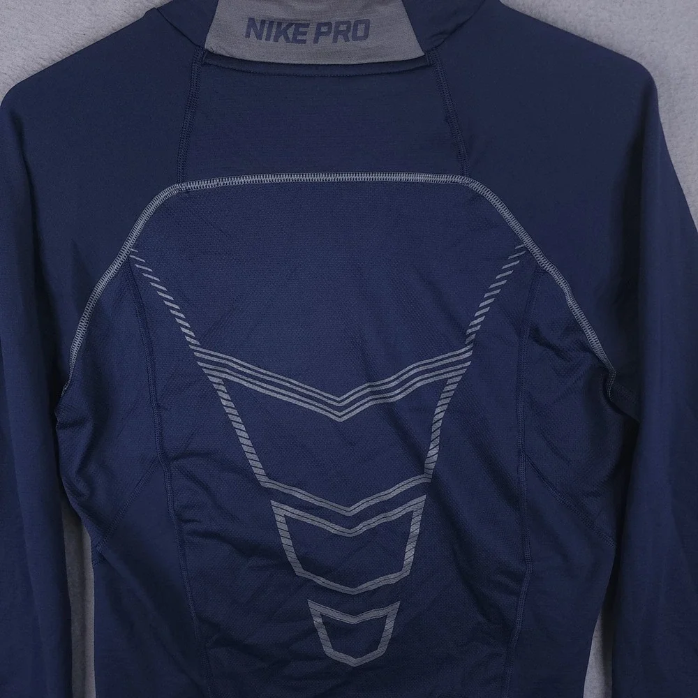Nike Pro Compression Shirt Mens XL‎ Navy Blue Mock Neck Long Sleeve Gym